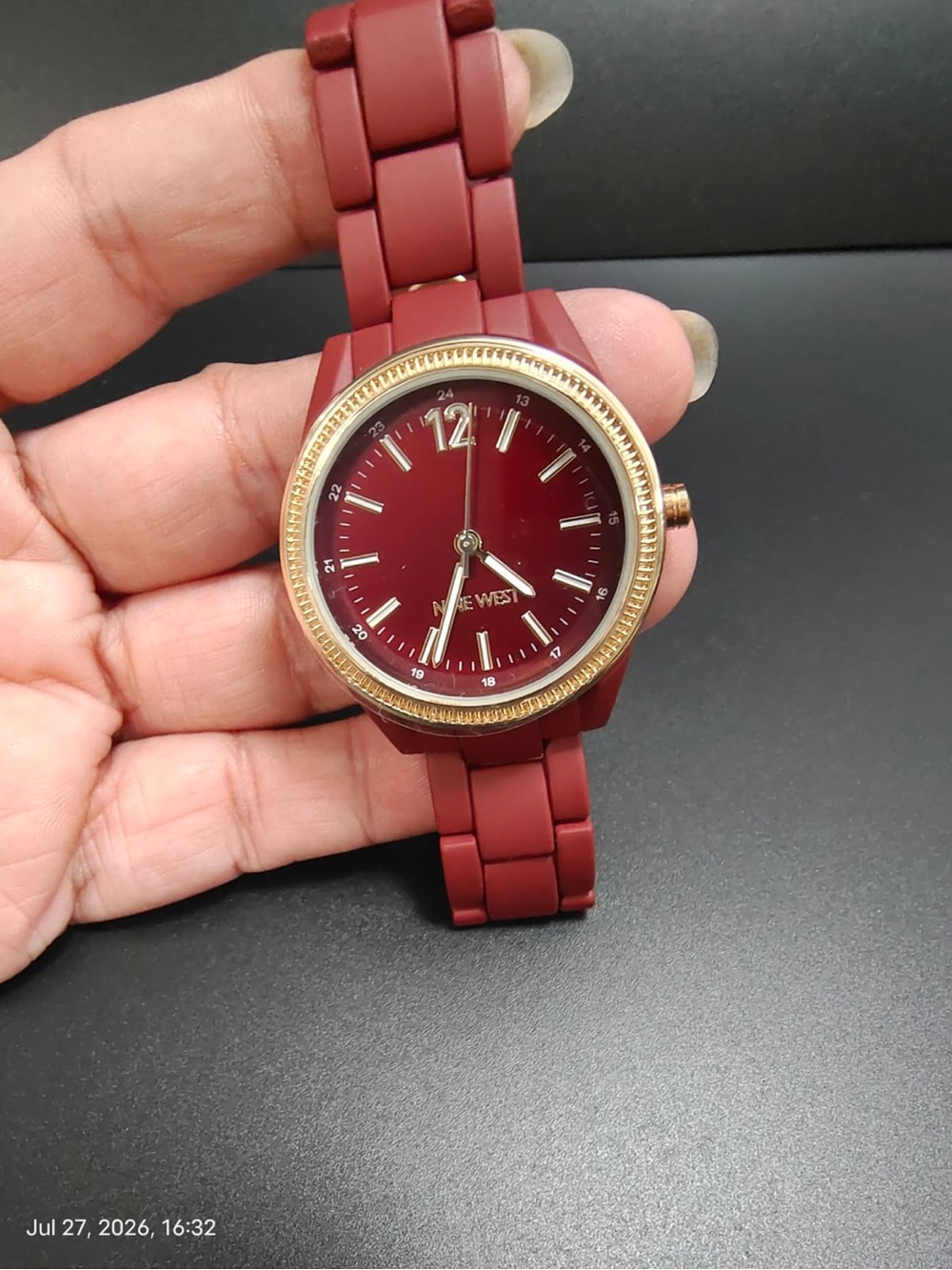 NWOB Women's Burgundy Nine West Round Watch